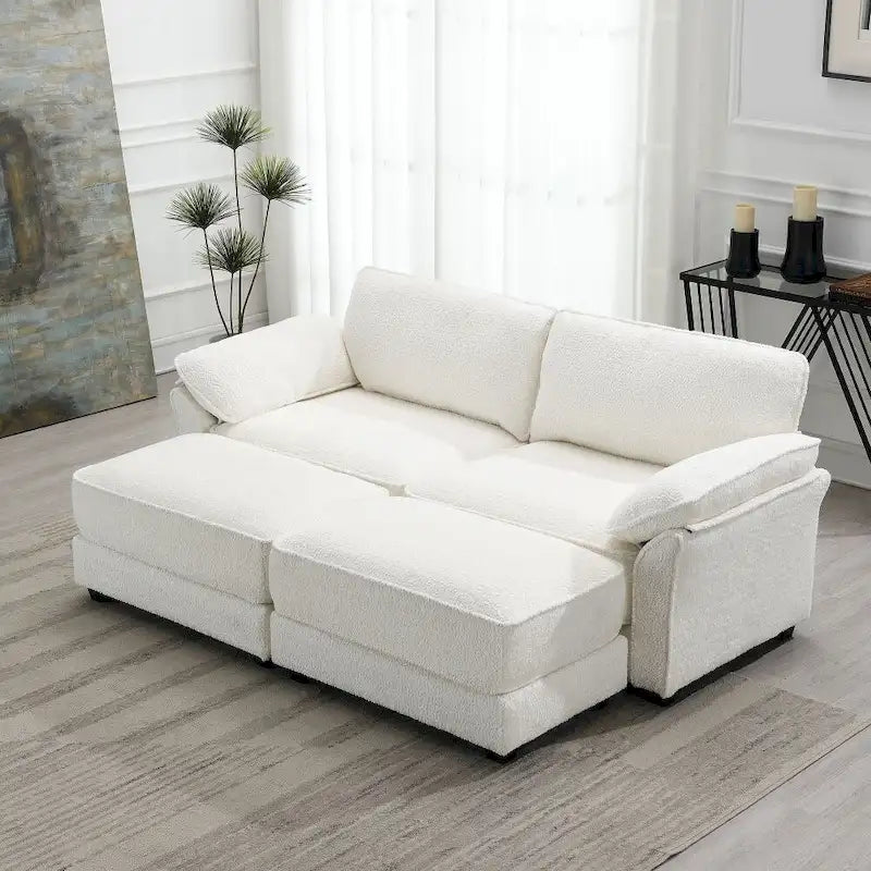 Canapé sectionnel modulaire convertible avec pouf