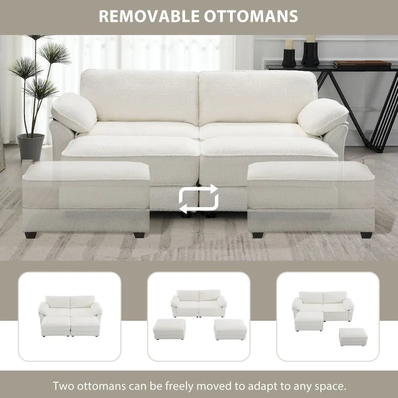 Canapé sectionnel modulaire convertible avec pouf