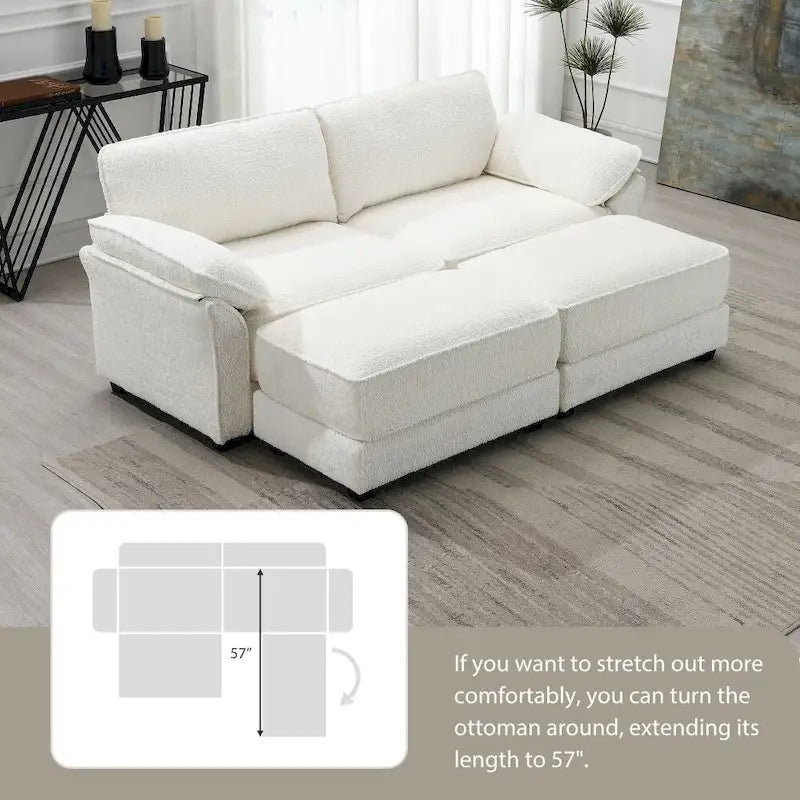 Canapé sectionnel modulaire convertible avec pouf