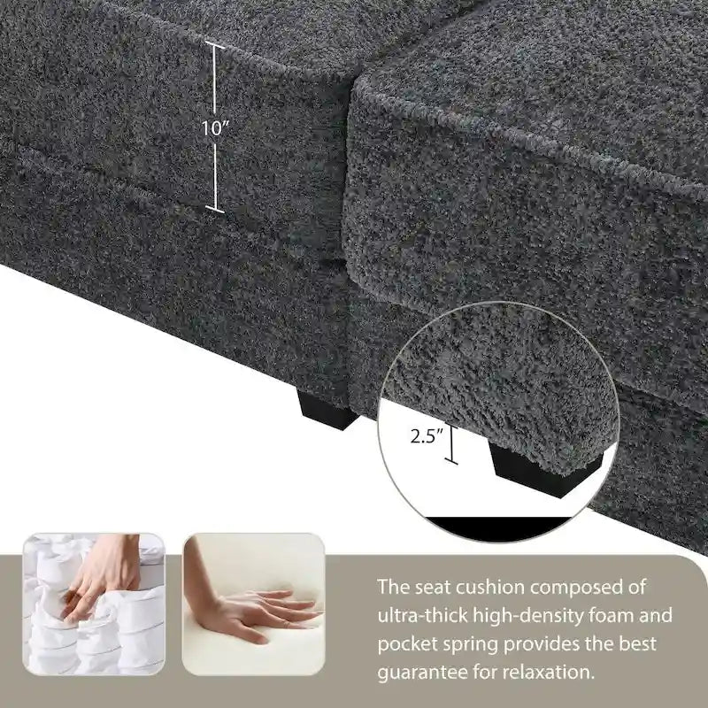 Canapé sectionnel modulaire convertible avec pouf